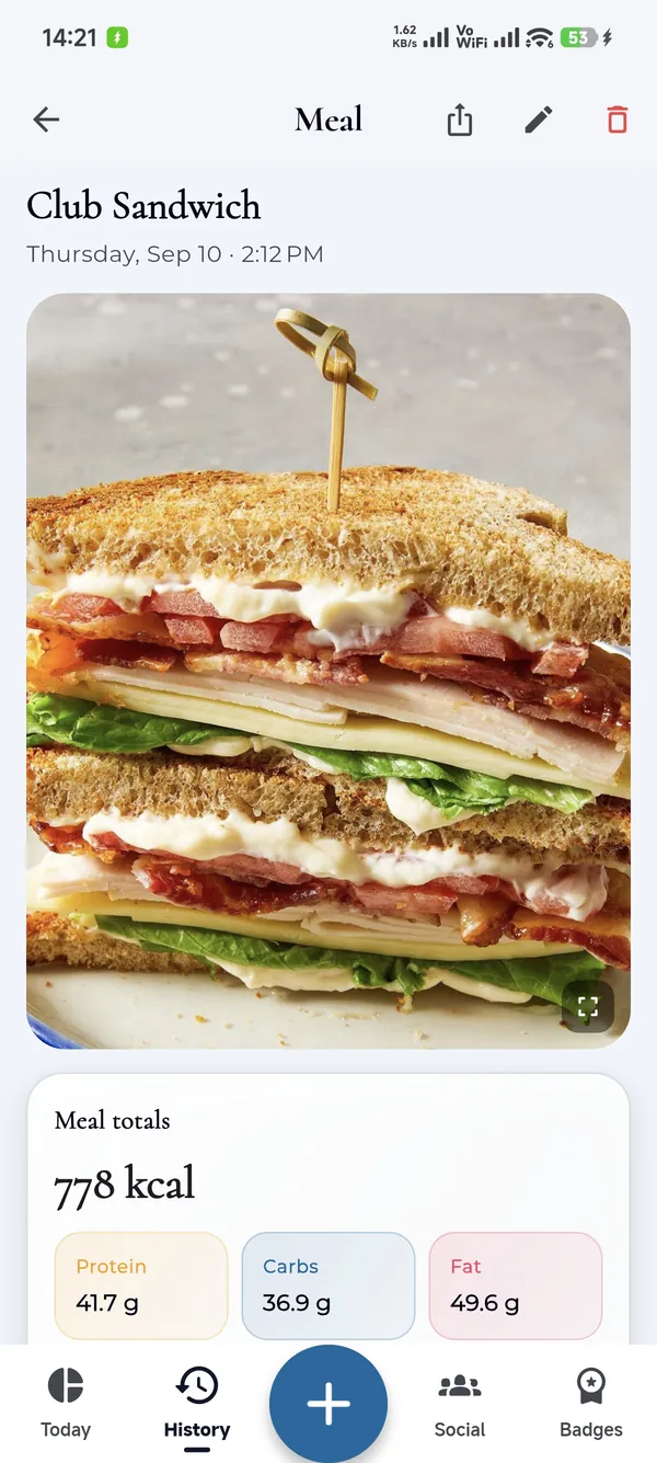 AI meal recognition
